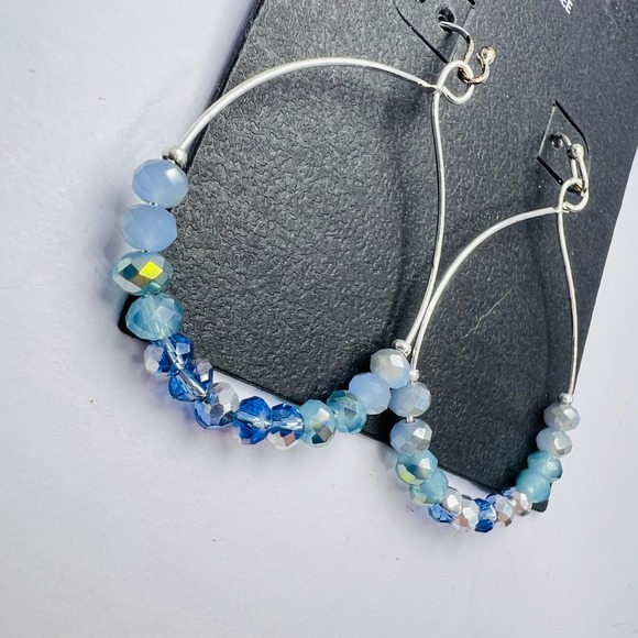 Vintage Faceted‎ Blue Glass Bead Necklace and Handmade Earring Set Boho Hippie - Picture 7 of 10
